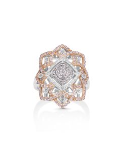 0.58 Cts Pink Diamond and White Diamond Ring in 14K Two Tone