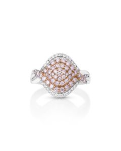 0.69 Cts Pink Diamond and White Diamond Ring in 14K Two Tone