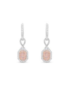 0.20 Cts Pink Diamond and White Diamond Earring in 14K Two Tone