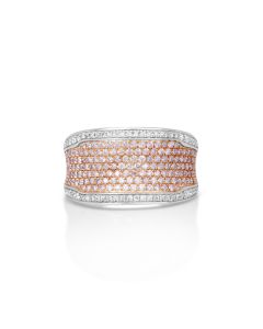 0.79 Cts Pink Diamond and White Diamond Ring in 14K Two Tone