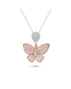 0.84 Cts Pink Diamond and White Diamond Pendant in 14K Two Tone