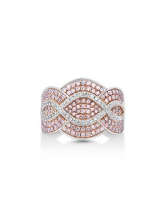 7.01 Cts Pink Diamond and White Diamond Ring in 14K Two Tone
