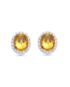 8.85 Cts Yellow Sapphire and White Diamond Earring in 18K White Gold