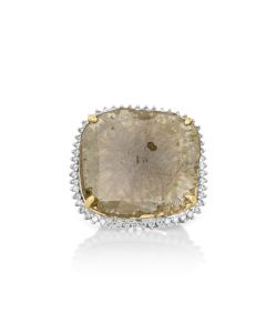 14.45 Cts Diamond Slice and White Diamond Ring in 18K Two Tone