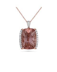 39.80 Cts Morganite and White Diamond Pendant in 18K Two Tone