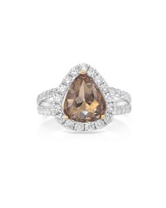 2.79 Cts Brown Diamond and White Diamond Ring in 18K Two Tone