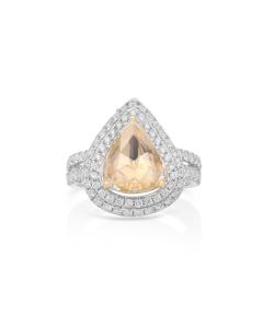 1.95 Cts Yellow Diamond and White Diamond Ring in 18K Two Tone
