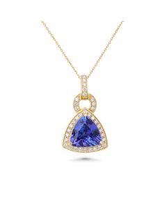 4.55 Cts Tanzanite and White Diamond Pendant in 14K Yellow Gold