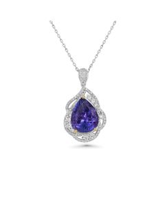 8.52 Cts Tanzanite and White Diamond Pendant in 18K Two Tone