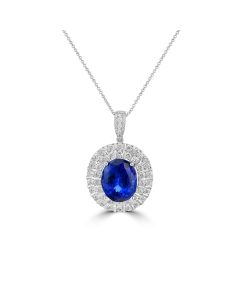 14.76 Cts Tanzanite and White Diamond Pendant in 14K White Gold