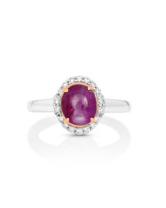 2.55 Cts Ruby and White Diamond Ring in 14K Two Tone