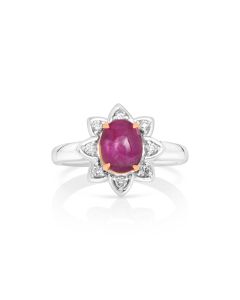 3.1 Cts Ruby and White Diamond Ring in 14K Two Tone