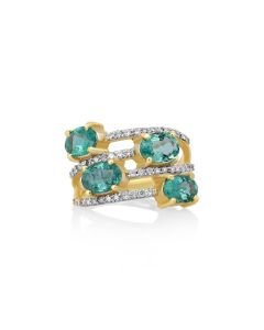 2.8 Cts Emerald and White Diamond Ring in 14K Two Tone