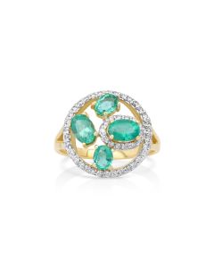 1.5 Cts Emerald and White Diamond Ring in 14K Two Tone