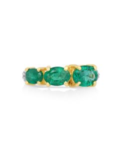 1.97 Cts Emerald and White Diamond Ring in 14K Yellow Gold