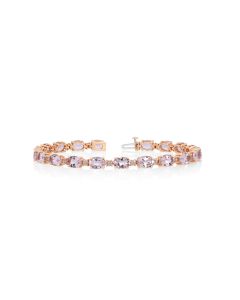12.75 Cts Morgnite and White Diamond Bracelet in 14K Rose Gold