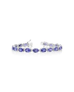 23.5 Cts Tanzanite and White Diamond Bracelet in 14K White Gold