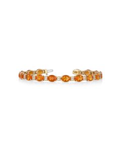 14.00 Cts Mexican Fire Opal and White Diamond Bracelet in 14K Yellow Gold