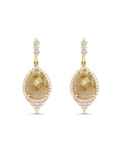 10.16 Cts Tambuli Diamond and White Diamond Earring in 14K Yellow Gold