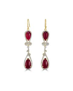 13.15 Cts Ruby and White Diamond Earring in 18K Two Tone