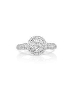 0.92 Cts White Diamond Ring in 18K White Gold