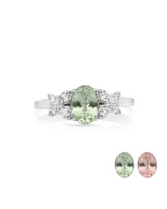 1.57 Cts UV Mint Garnet and White Diamond Ring in 14K White Gold