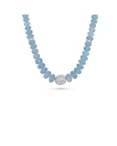 115 Cts Aquamarine and White Diamond Necklace in 18K White Gold