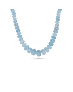 120 Cts Aquamarine and White Diamond Necklace in 18K White Gold