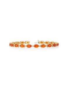 7.80 Cts Mexican Fire Opal and White Diamond Bracelet in 14K Yellow Gold