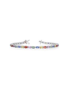 8.20 Cts Multi-Sapphire Bracelet in 14K White Gold