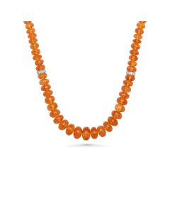 170 Cts Spessartite and White Diamond Necklace in 18K White Gold