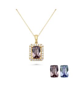 2.03 Cts Color Change Garnet and White Diamond Pendant in 14K Rose Gold