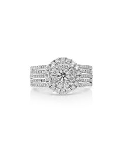 1.10 Cts White Diamond Ring in 18K White Gold