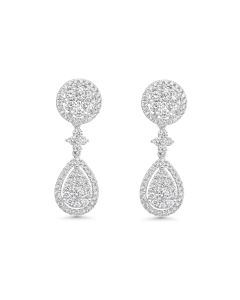 2.18 Cts White Diamond Earring in 18K White Gold
