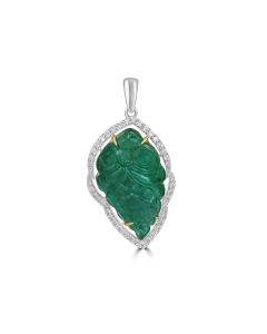 46.63 Cts Emerald and White Diamond Pendant in 18K Two Tone