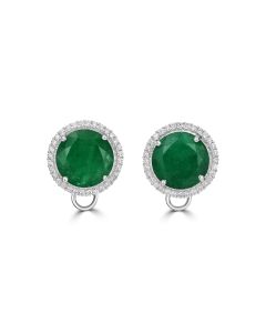 14.00 Cts Emerald and White Diamond Earring in 18K White Gold