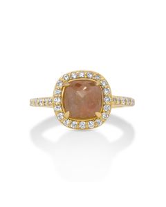 3.12 Cts Tambuli Diamond and White Diamond Ring in 14K Yellow Gold