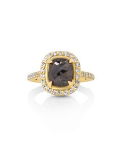 3.19 Cts Tambuli Diamond and White Diamond Ring in 14K Yellow Gold