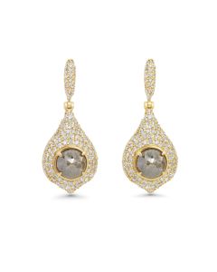 5.13 Cts Tambuli Diamond and White Diamond Earring in 14K Yellow Gold