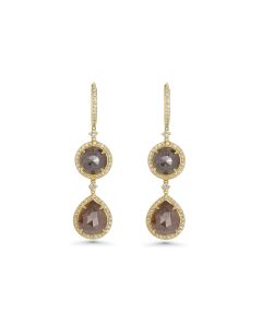14.2 Cts Tambuli Diamond and White Diamond Earring in 14K Yellow Gold
