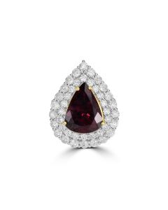 10.95 Cts Garnet and White Diamond Ring in 14K Two Tone