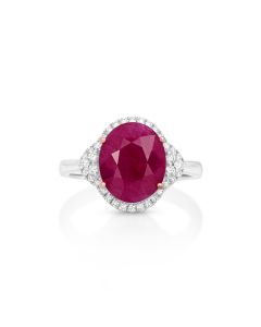 6.11 Cts Ruby and White Diamond Ring in 14K Two Tone