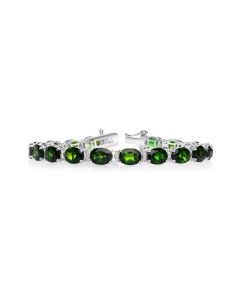 26.10 Cts Chrome Diopside and White Diamond Bracelet in 14K White Gold