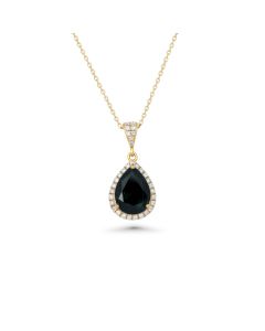 4.95 Cts Green Tourmaline and White Diamond Pendant in 18K Yellow Gold