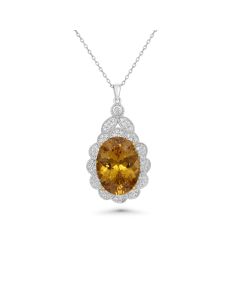 14.9 Cts Apatite and White Diamond Pendant in 18K Two Tone