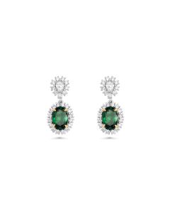 2.48 Cts Tsavorite and White Diamond Earring in 18K Two Tone