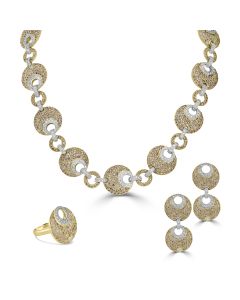 67.00 Cts Multi Color Diamond Jewelry Set in 18K Two Tone Gold