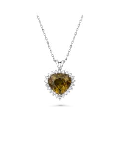 5.78 Cts Sphene and White Diamond Pendant in 14K Two Tone