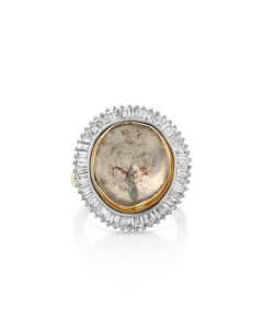 1.26 Cts White Diamond and White Diamond Ring in 18K Two Tone