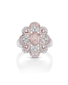 0.49 Cts Pink Diamond and White Diamond Ring in 14K Two Tone
